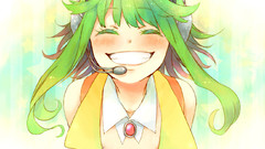 Headphones vocaloid green hair