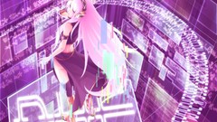 Headphones vocaloid pink digital