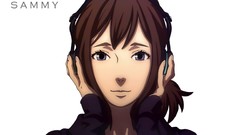 Headphones white background anime girls eve no jikan sammy 