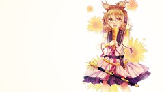 Headphones white background blondes blush long hair anime girls 