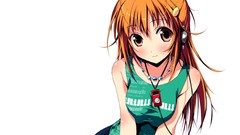 Headphones white background long hair anime girls brunettes 