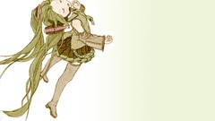 Headphones white background long hair anime girls closed eyes 