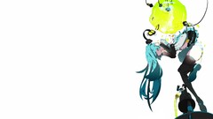 Headphones white background long hair anime girls hatsune miku 