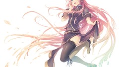 Headphones white background navel stockings belts skirts blush 