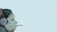 Headphones woman artwork