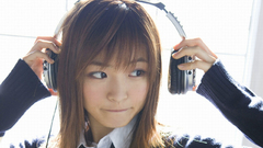 Headphones woman asians bangs