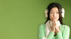 Headphones woman asians Simple