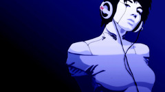 Headphones woman bangs