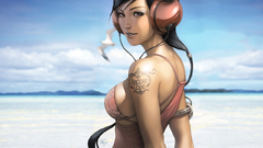 Headphones woman Beaches