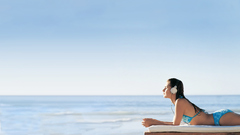 Headphones woman bikini Beaches