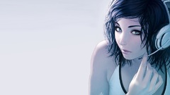 Headphones woman blue headsets