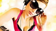 Headphones woman bra keyboards