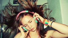 Headphones woman closed eyes