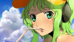 Headphones woman clouds Music