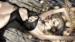 Headphones woman ecchi soft