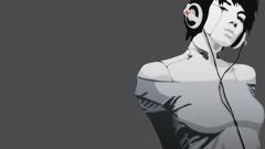 Headphones woman grayscale monochrome