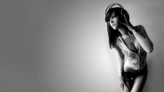 Headphones woman monochrome
