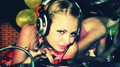 Headphones woman Music models