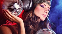 Headphones woman Music models