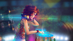 Headphones woman Music redheads