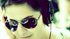 Headphones woman Music sunglasses