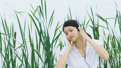 Headphones woman nature outdoors