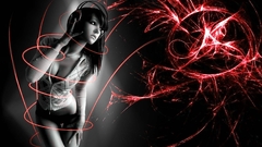 Headphones woman red