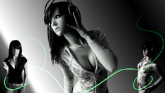 Headphones woman selective coloring