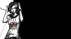 Headphones woman short hair