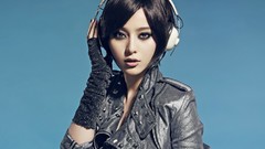 Headphones woman Simple Background
