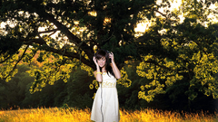 Headphones Women nature Music