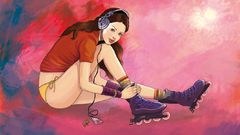 Headphones Women panties girl