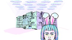 Hearts Alice in Wonderland houses Bunnies