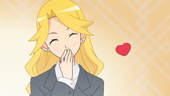 Hearts faces schoolgirls earrings blondes blush long hair anime 