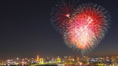 Hearts fireworks cityscapes