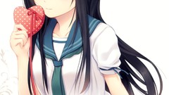 Hearts Gifts Ribbons schoolgirls valentines day long hair anime 