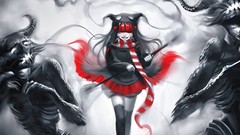 Hearts hats skirts scarfs anime girls wink black hair open 