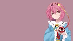 Hearts pink background wires pink hair anime girls short hair 