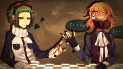 Hearts red eyes gloves blondes anime girls blue eyes goggles 