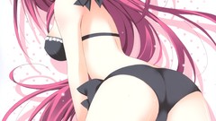 Hearts Ribbons long hair anime girls redheads bikini swimsuits 