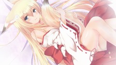 Heaven Anime blondes long hair animal ears miko tails Japanese 
