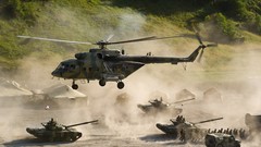 Helicopters military tanks