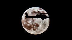 Helicopters moon silhouettes vehicles