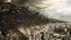 Helicopters tsunami buildings tanks