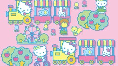 hello kitty colorful pink background yellow Simple Background