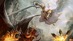 Heroes of Might And Magic 5 fantasy art demon wings sword