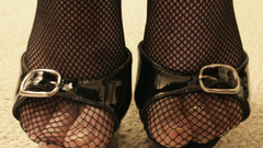 High heels fishnet lingerie