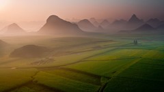 Hills China morning fields