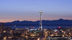Hills lights evening Washington Seattle USA cityscapes space 