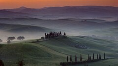 hills nature Tuscany mist field House sky Italy